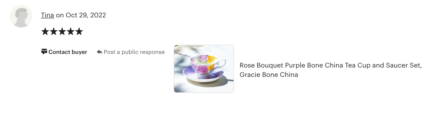 Rose Bouquet Purple Bone China Tea Cup and Saucer