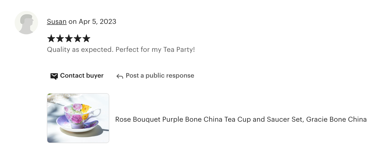 Rose Bouquet Purple Bone China Tea Cup and Saucer