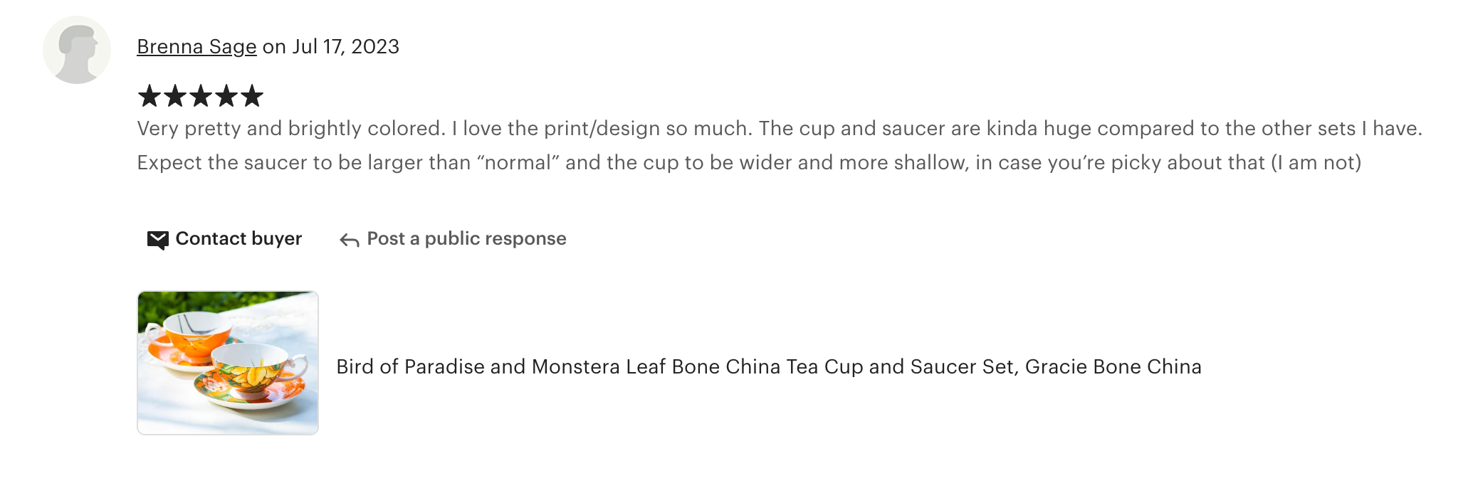 Bird of Paradise and Monstera Leaf Bone China Tea Cup and Saucer
