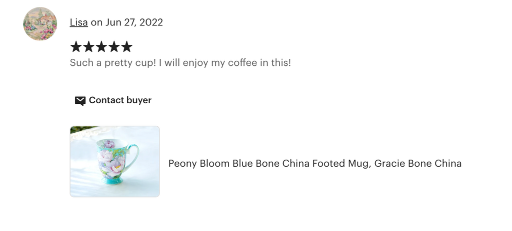 Peony Bloom Blue Bone China Mug