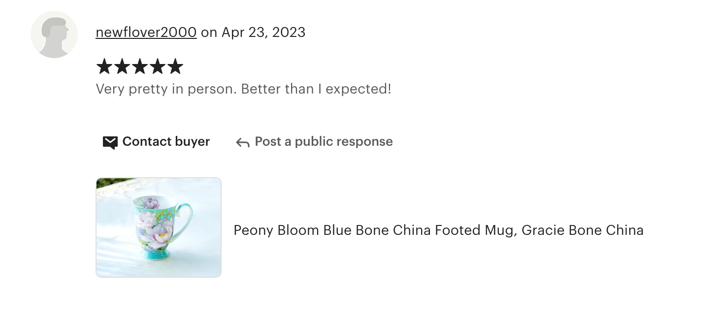 Peony Bloom Blue Bone China Mug