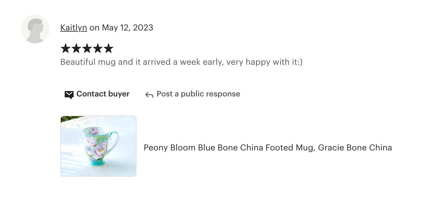Peony Bloom Blue Bone China Mug