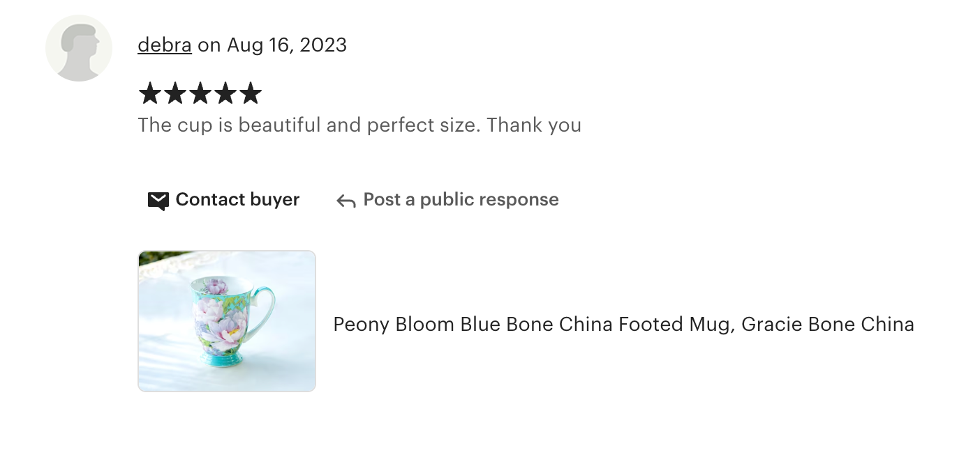 Peony Bloom Blue Bone China Mug