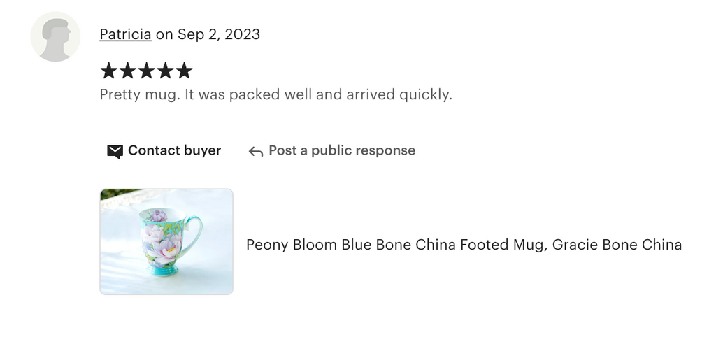 Peony Bloom Blue Bone China Mug