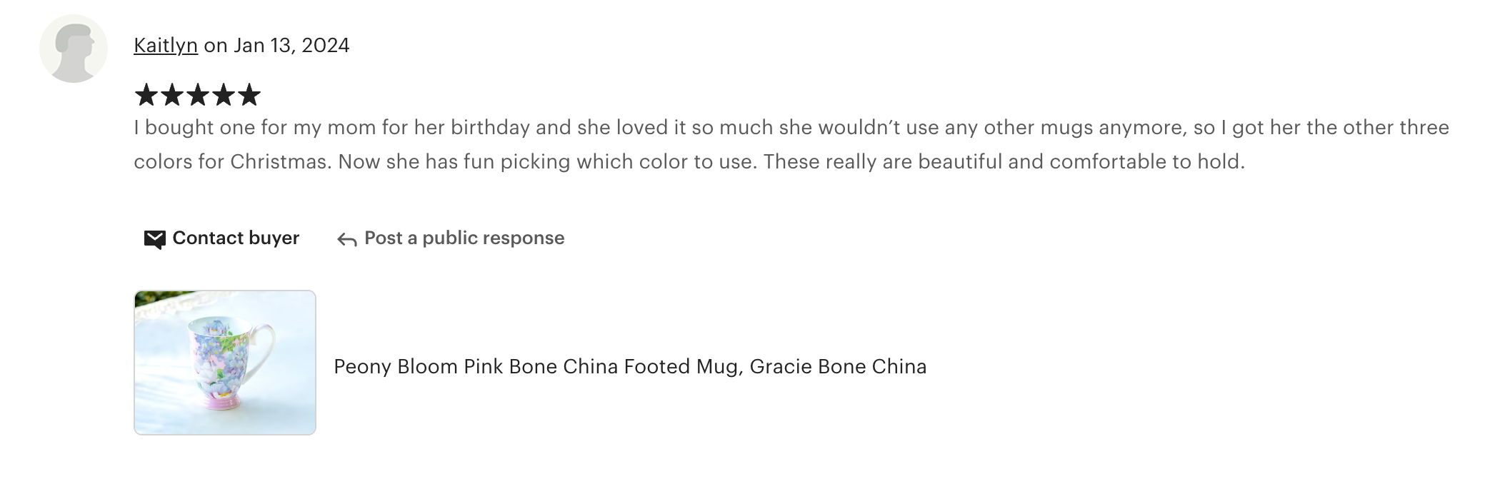 Peony Bloom Pink Bone China Mug