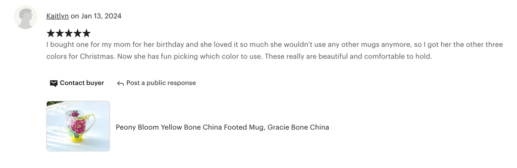 Peony Bloom Yellow Bone China Mug