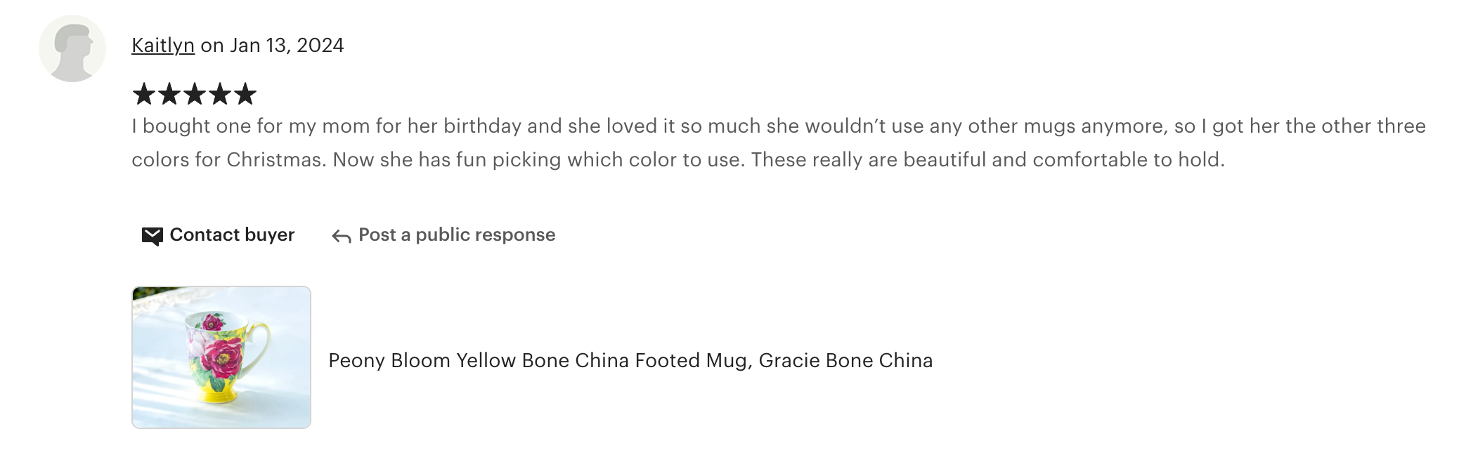 Peony Bloom Yellow Bone China Mug