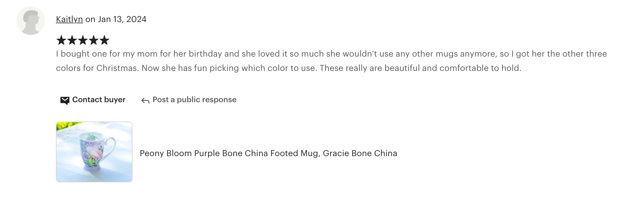 Peony Bloom Purple Bone China Mug