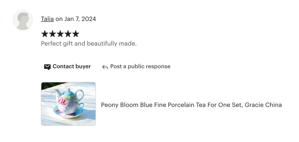 Peony Bloom Blue Fine Porcelain Tea For One Set
