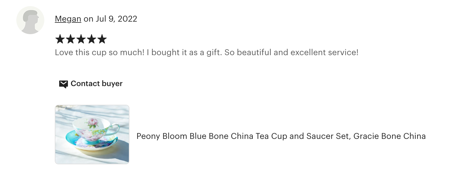 Peony Blue Bone China Cup and Saucer