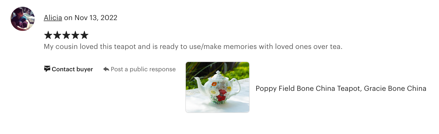 Poppy Field Bone China Teapot