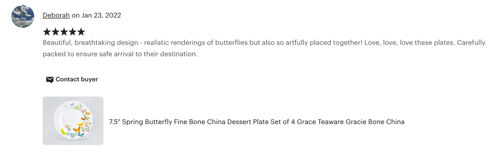 7.5" Spring Butterfly Bone China Dessert Plate