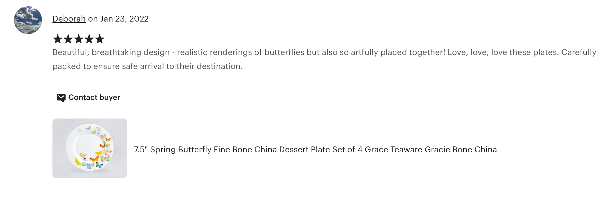 7.5" Spring Butterfly Bone China Dessert Plate