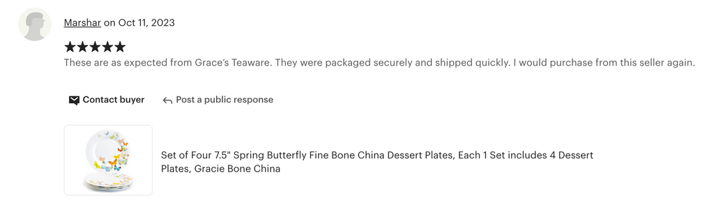 7.5" Spring Butterfly Bone China Dessert Plate