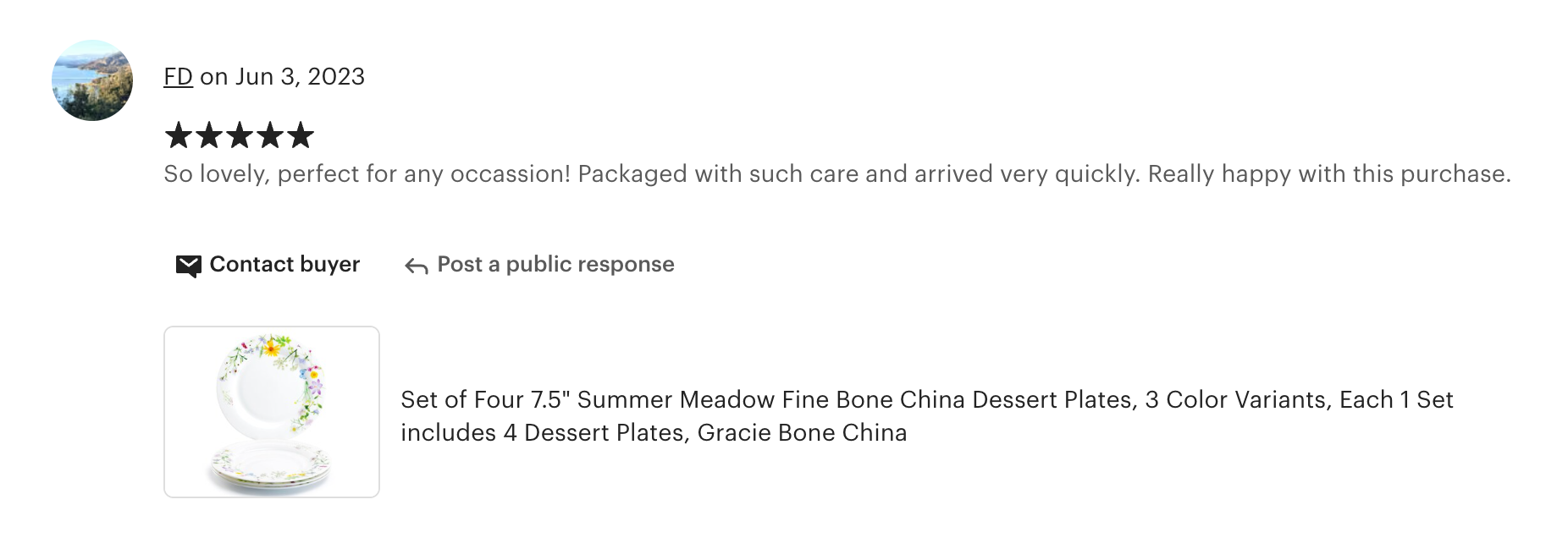 7.5" Summer Meadow Bone China Dessert Plate