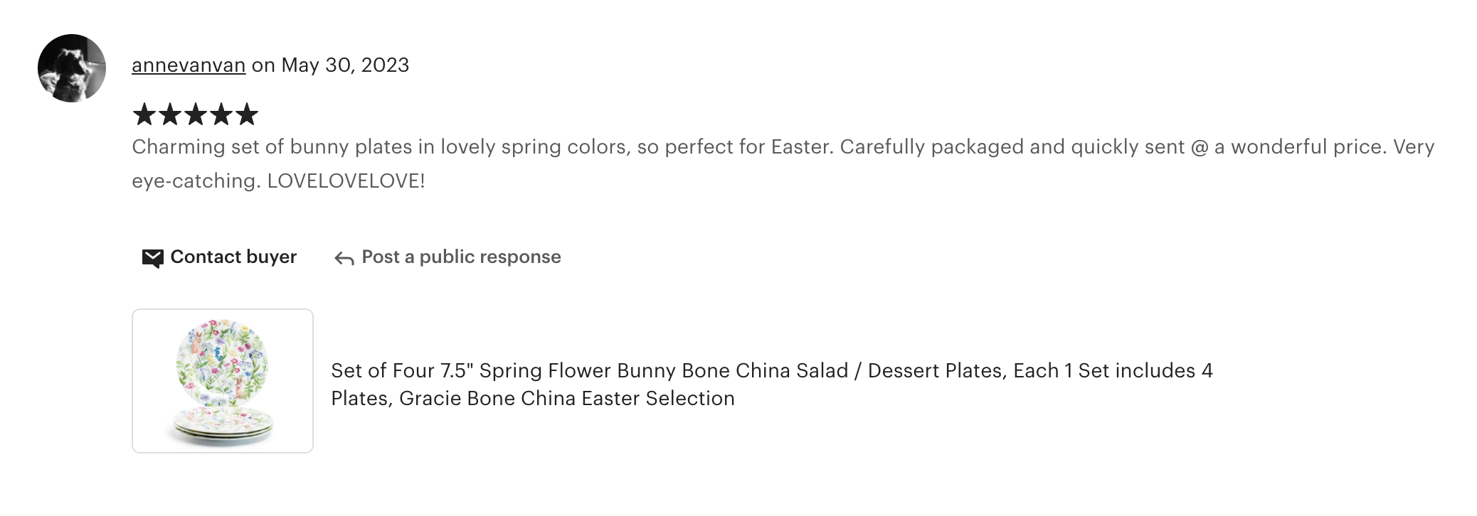 7.5" Bunny Meadow Bone China Dessert Plate Set of 4