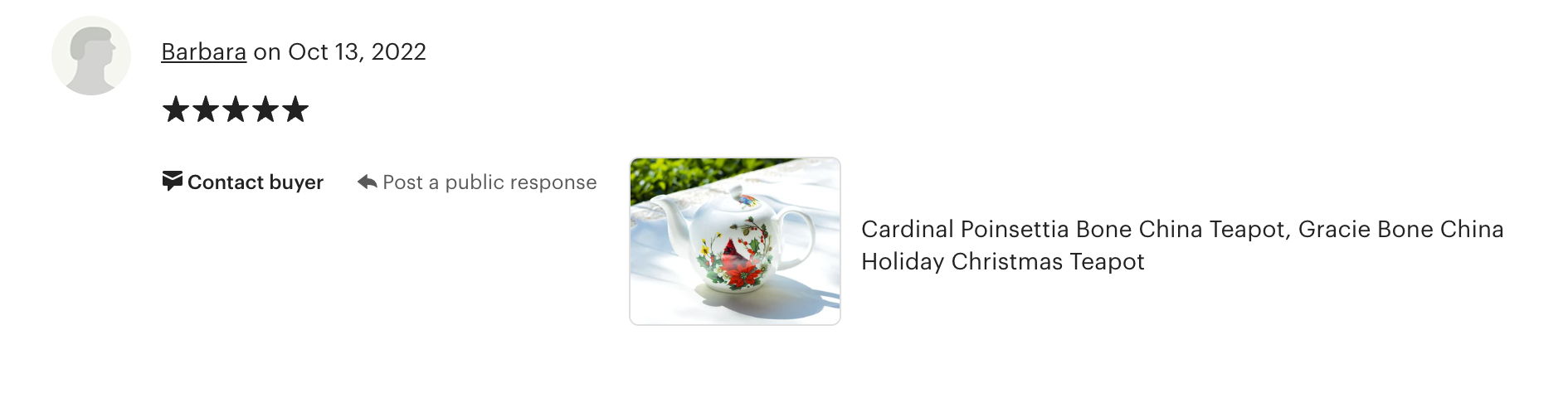 Cardinal Poinsettia Bone China Teapot
