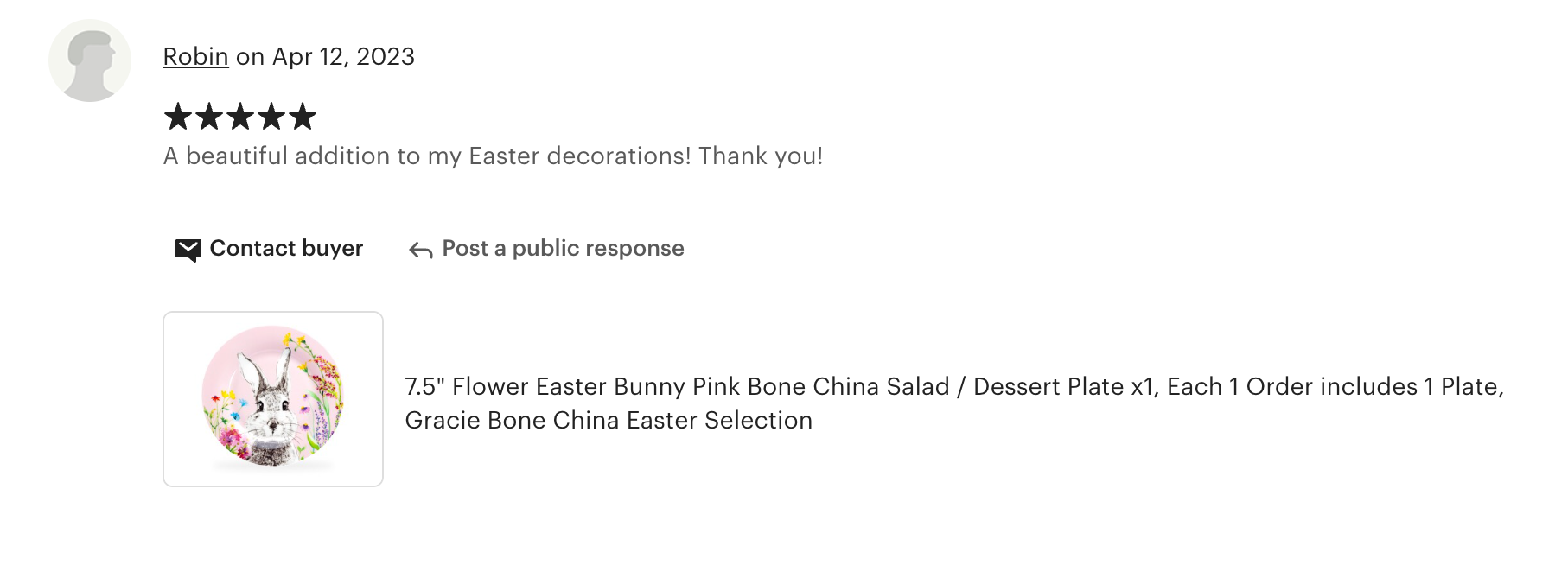7.5" Flower Bunny Bone China Dessert Plate
