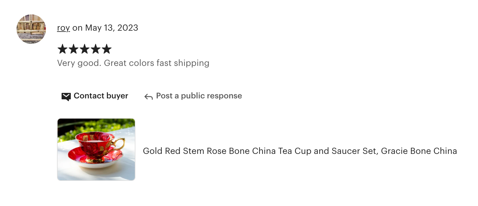 Gold Red Stem Rose Bone China Tea Cup and Saucer