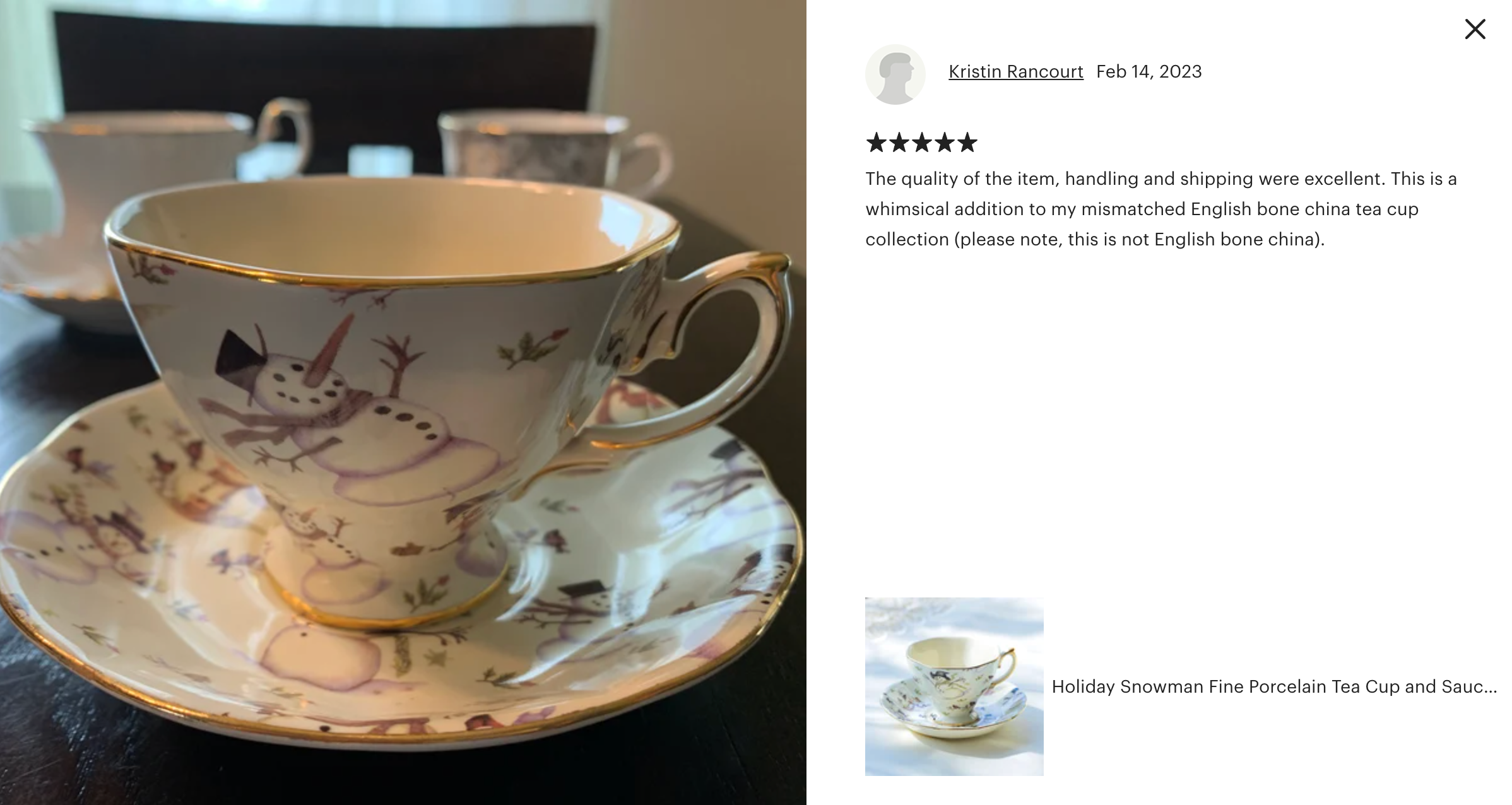 Holiday Snowmen Fine Porcelain Tea Cup and Saucer