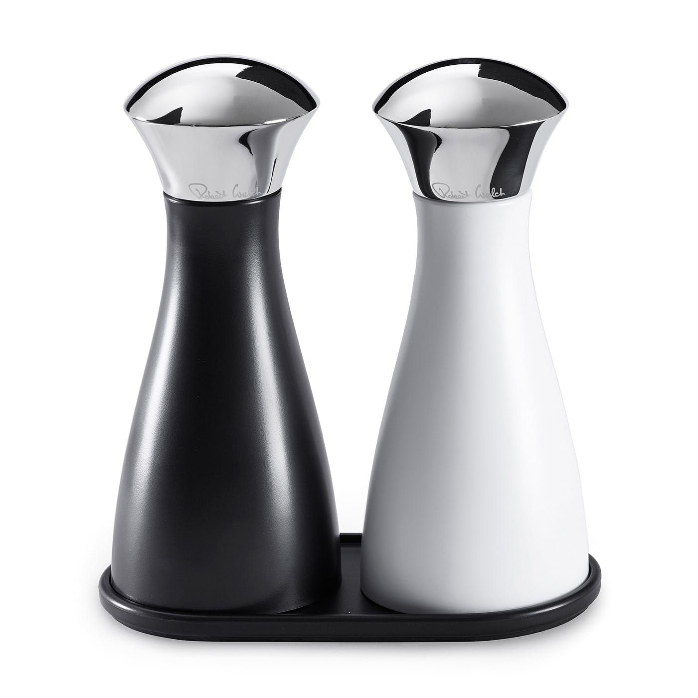 Signature Large Black Pepper Mill with Medium Signature Mills and Tray Set