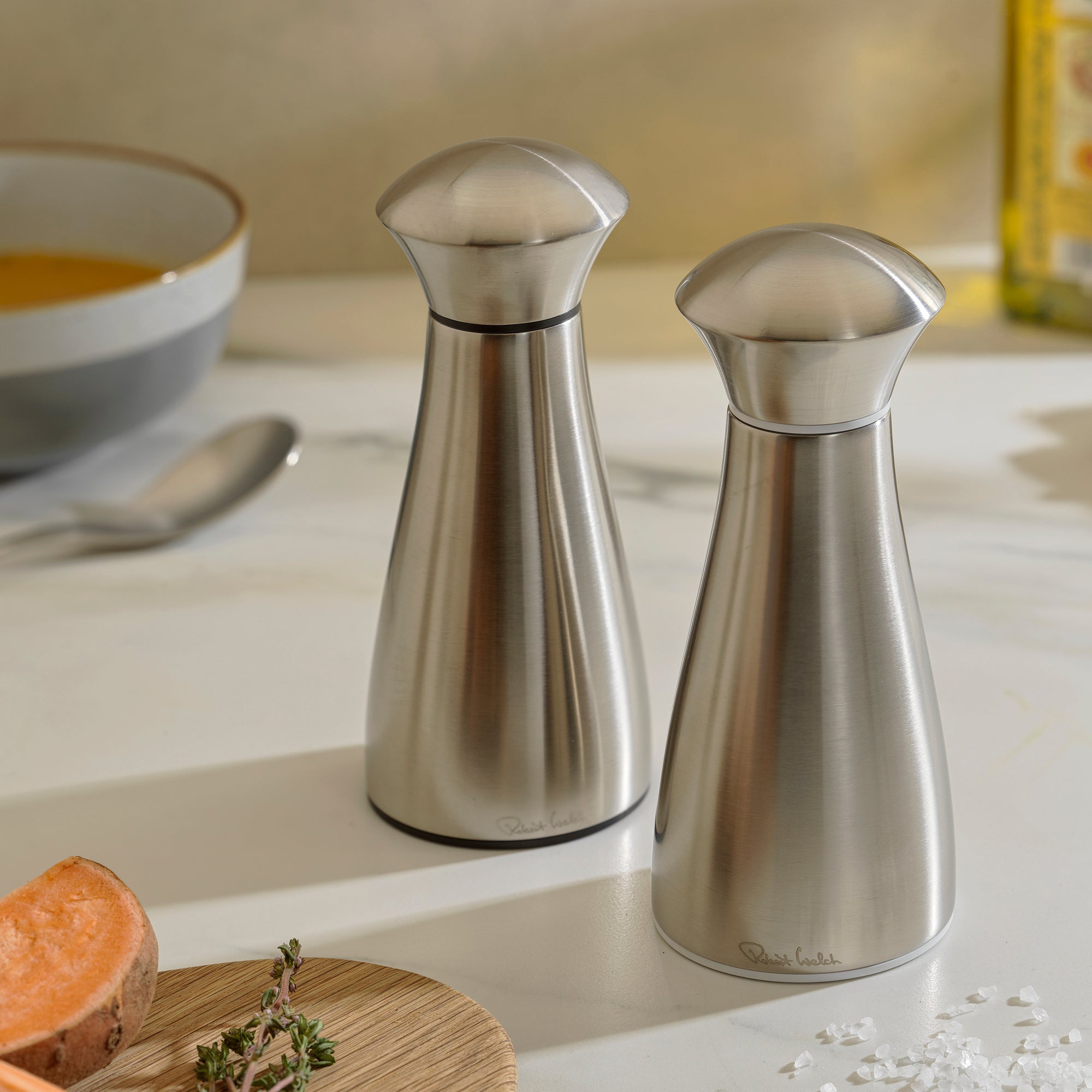 Signature Satin Stainless Steel Small Mills and Tray Set