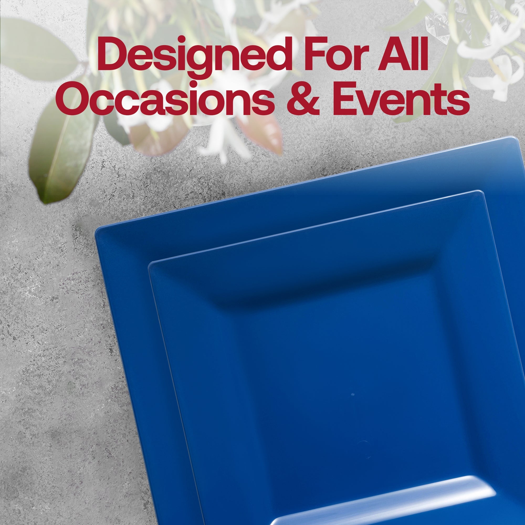 Midnight Blue Square Disposable Plastic Tableware Set