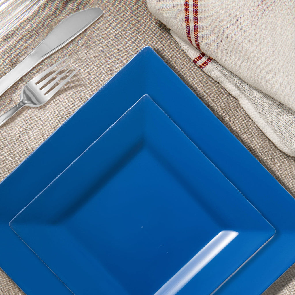 Midnight Blue Square Plastic Wedding Value Set