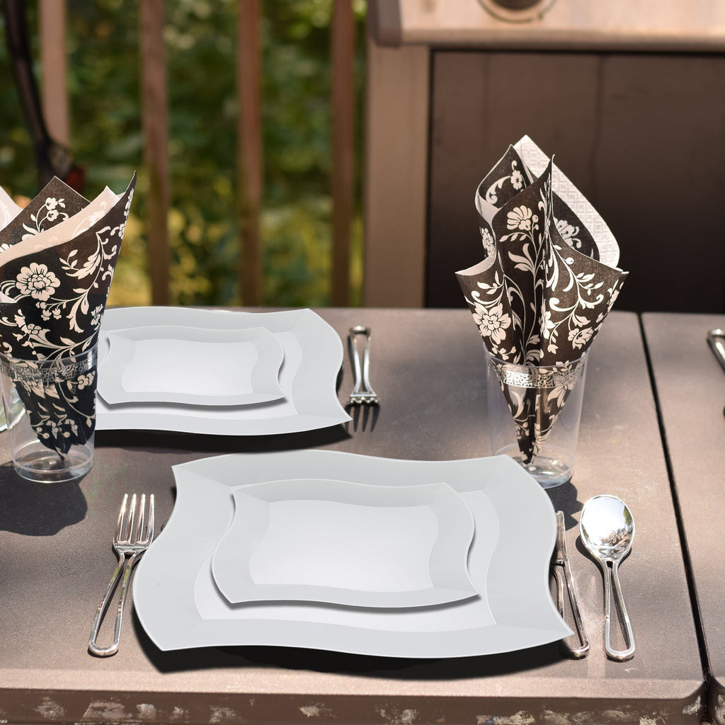 White Wave Plastic Dinnerware Value Set