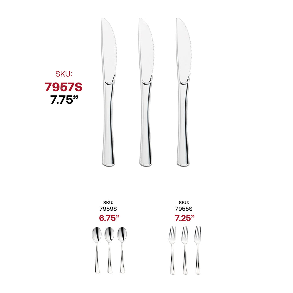 Shiny Metallic Silver Plastic Knives