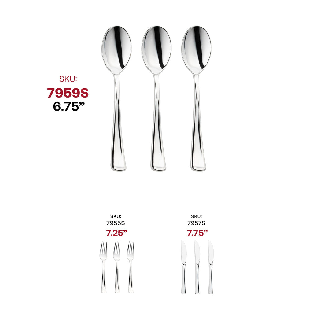 Shiny Metallic Silver Plastic Spoons
