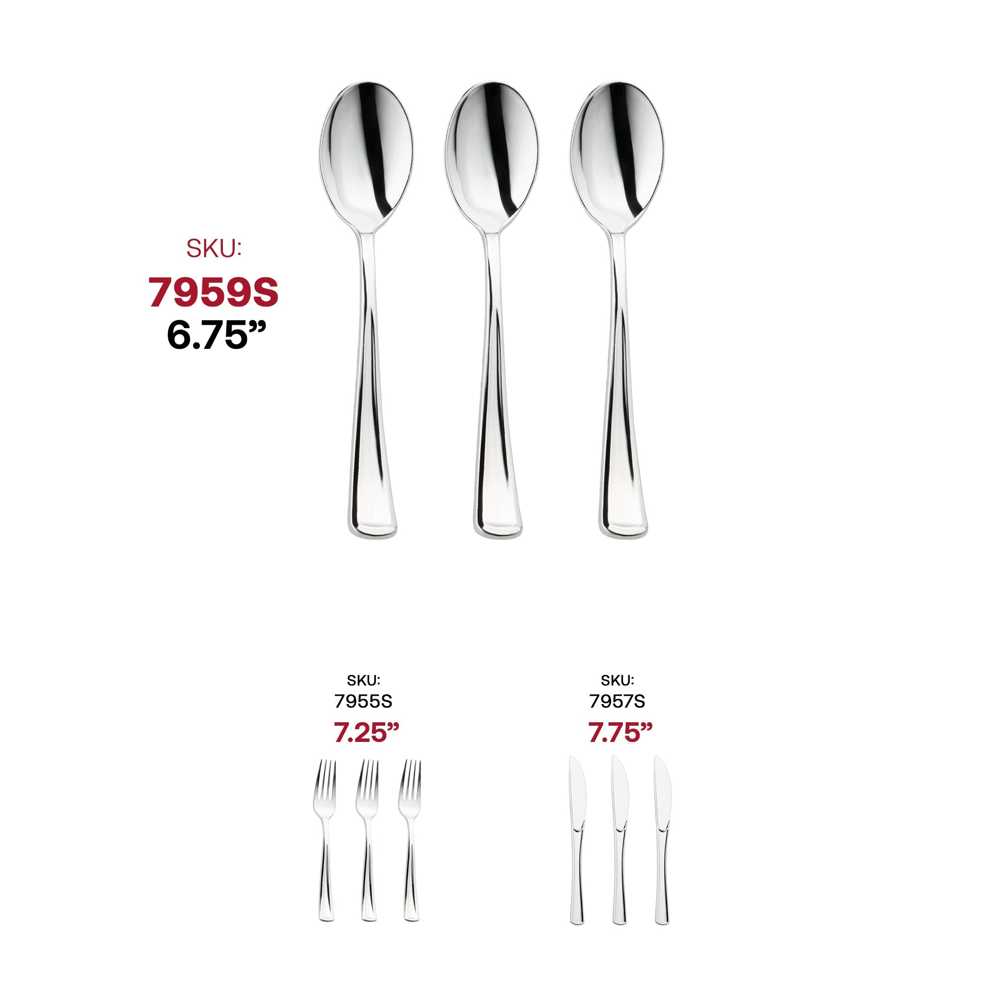 Shiny Metallic Silver Plastic Spoons