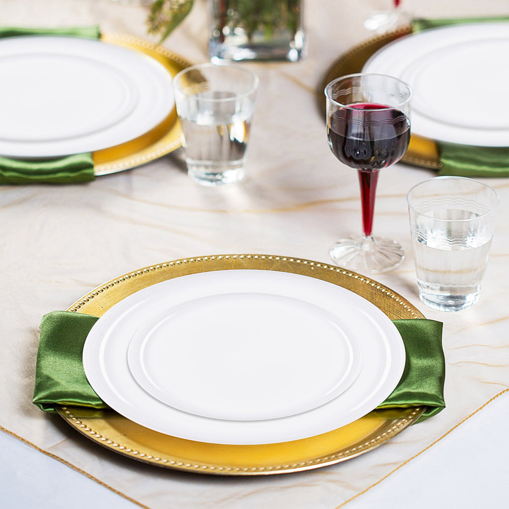 White Flat Round Disposable Plastic Wedding Value Set