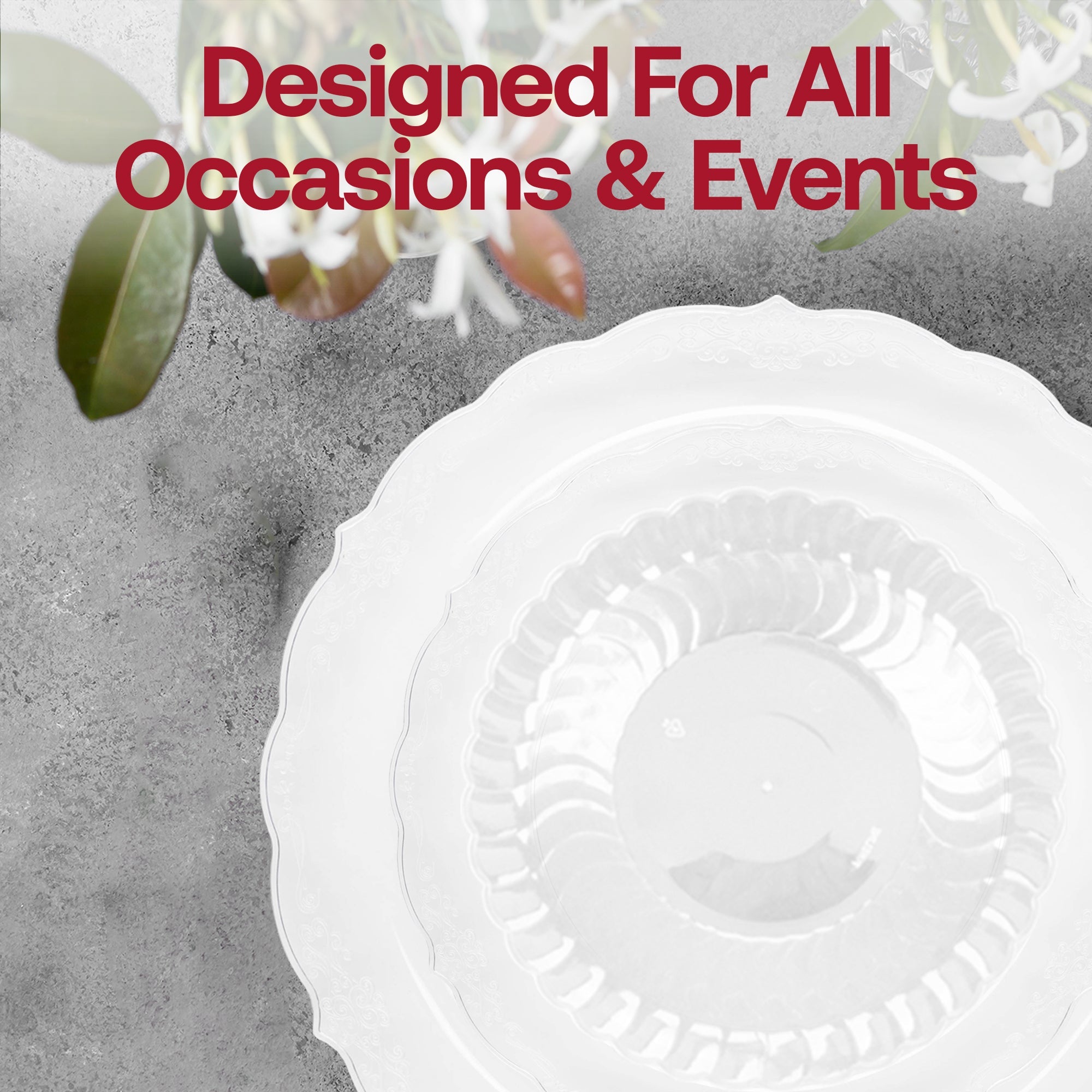 Clear Vintage Disposable Plastic Tableware Set