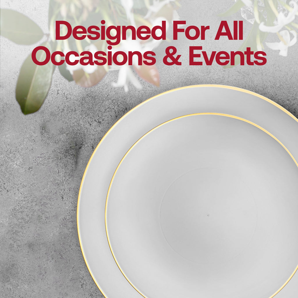 Gray with Gold Organic Disposable Plastic Tableware Set