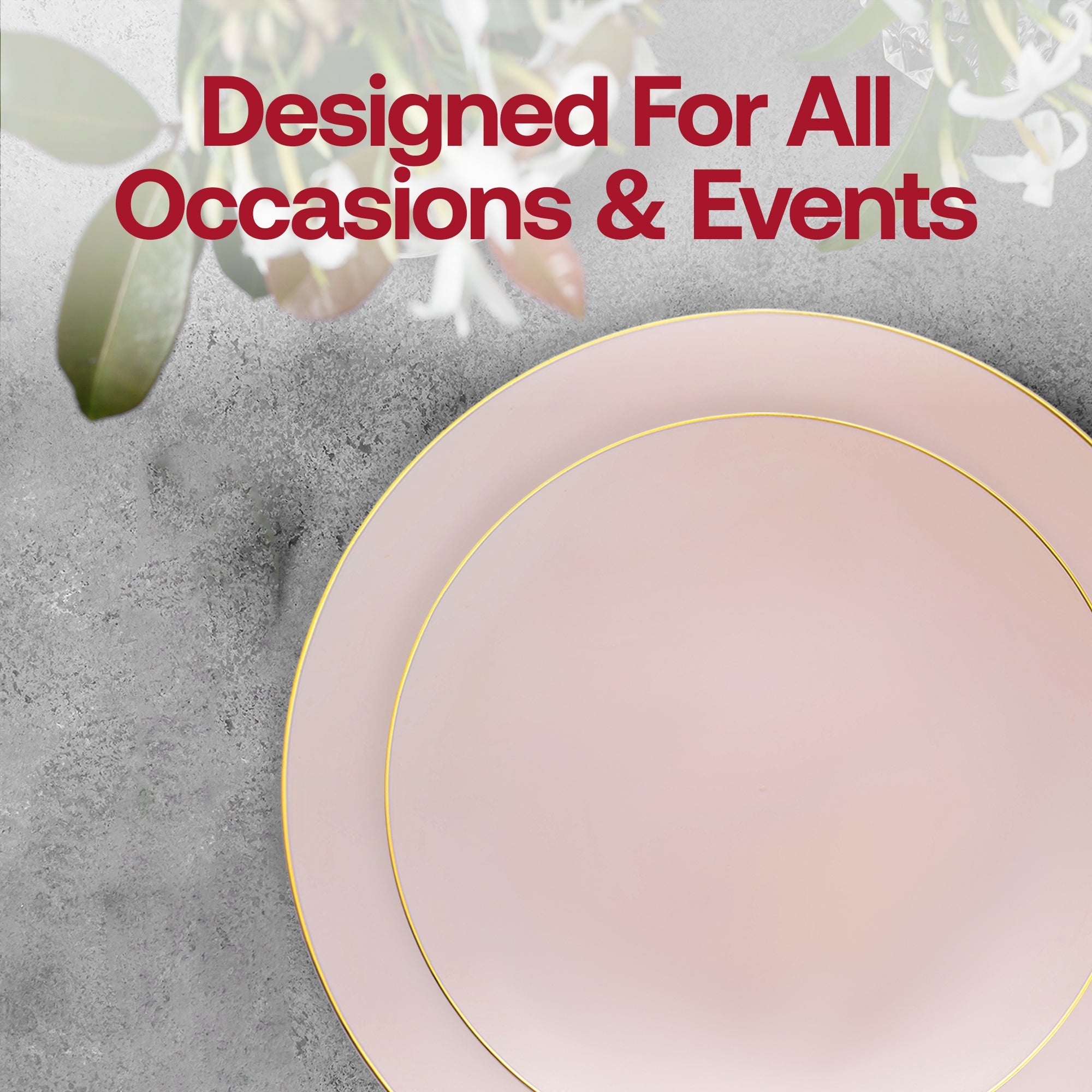 Pink with Gold Organic Disposable Plastic Tableware Set