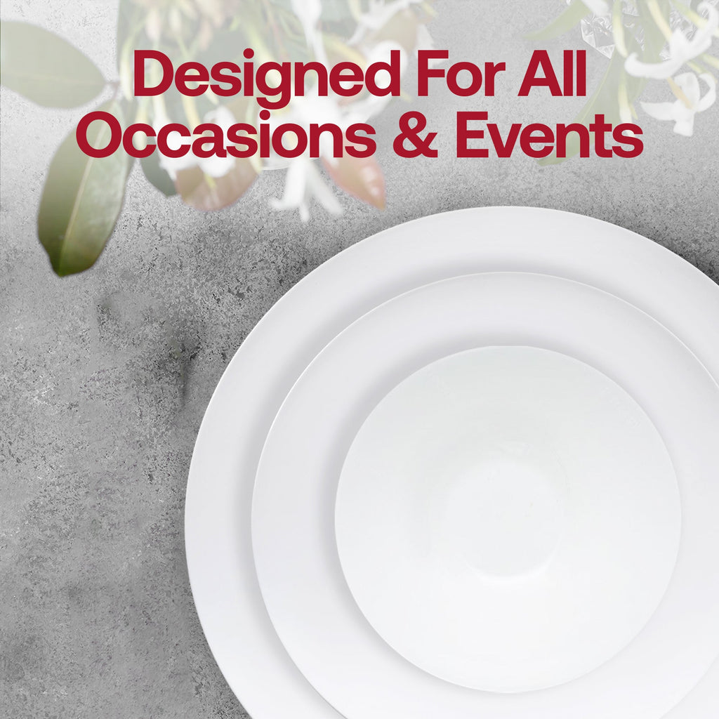 White Organic Disposable Plastic Tableware Set