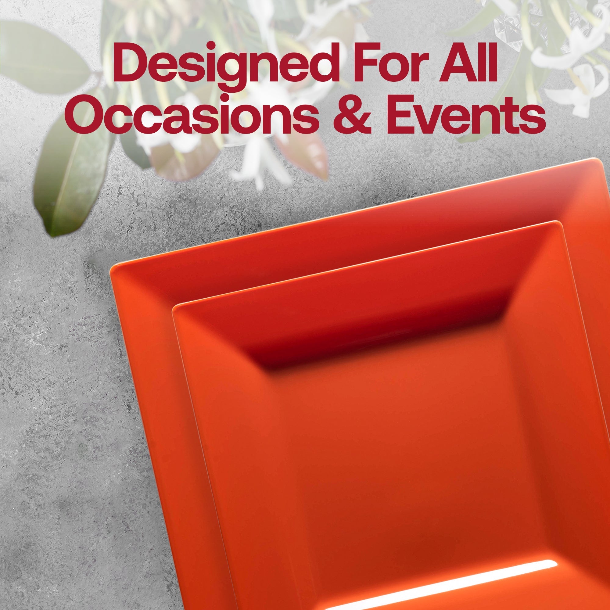 Burnt Orange Square Disposable Plastic Tableware Set