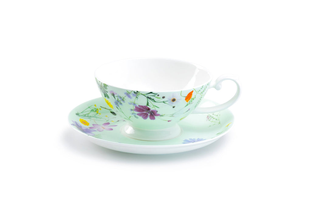 Summer Meadow Mint Bone China Cup and Saucer