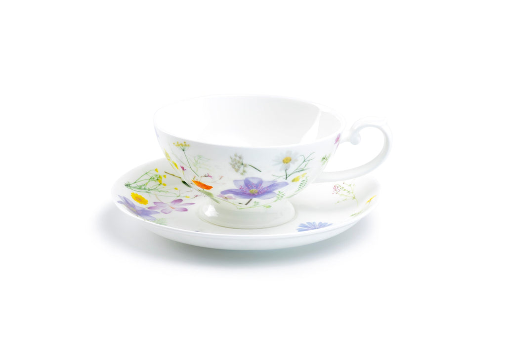 Summer Meadow White Bone China Cup and Saucer