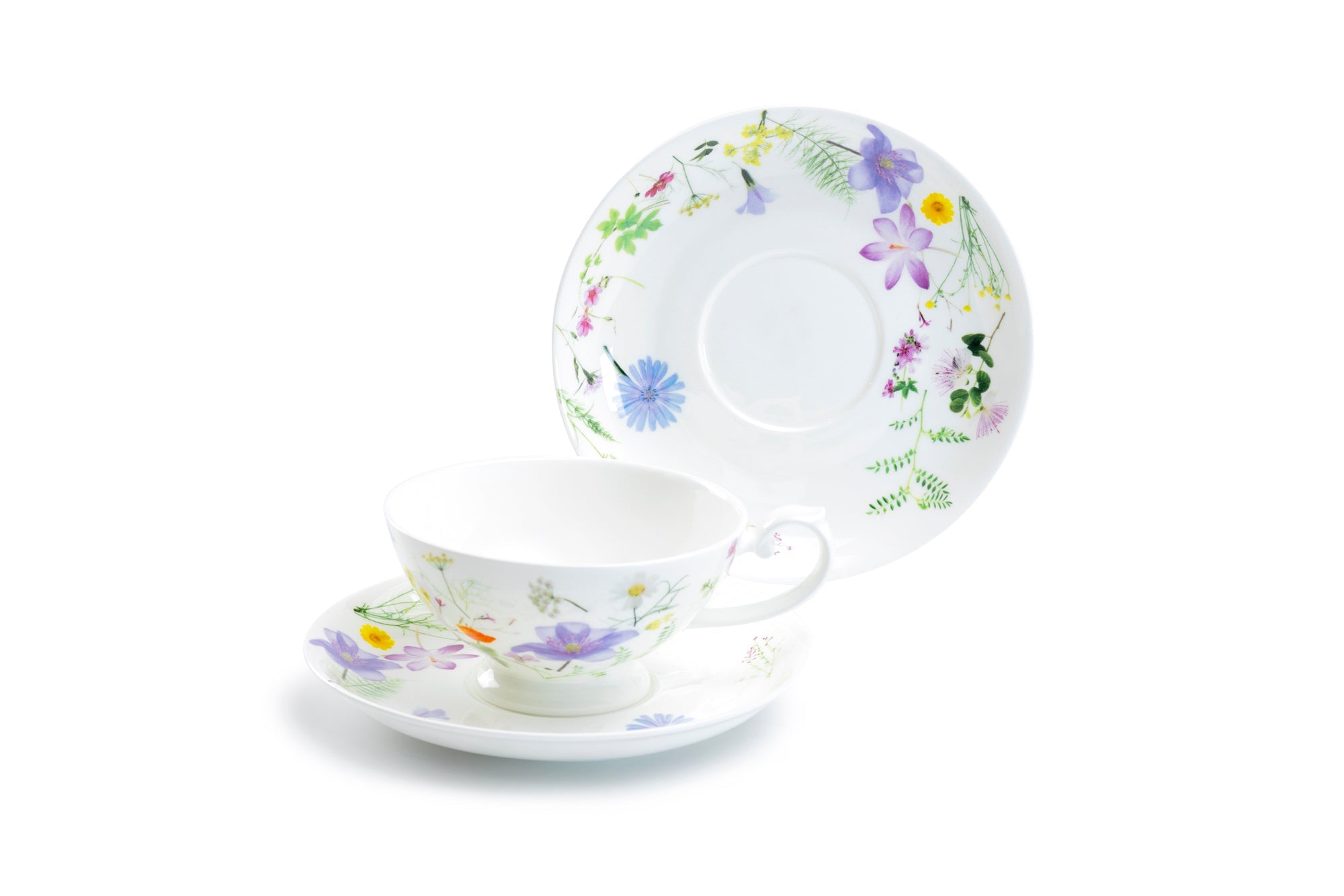 Summer Meadow White Bone China Cup and Saucer