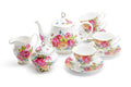 Sandra's Rose with Butterflies Bone China 11-Piece Tea Set