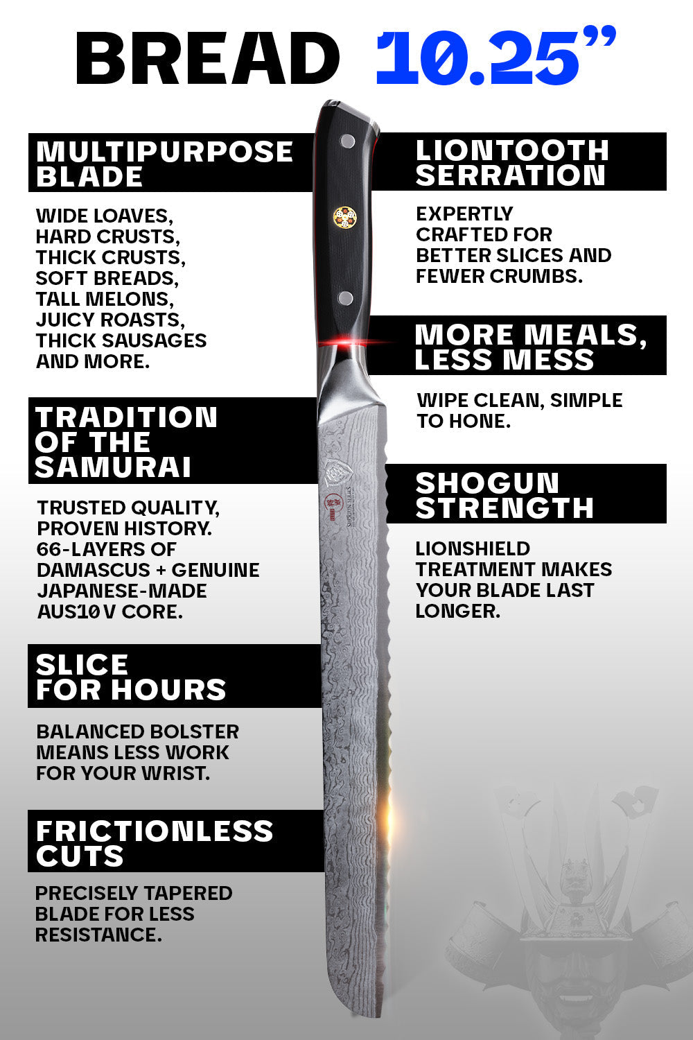Bread Knife 10.25" | Shogun Series | ELITE | Dalstrong ©