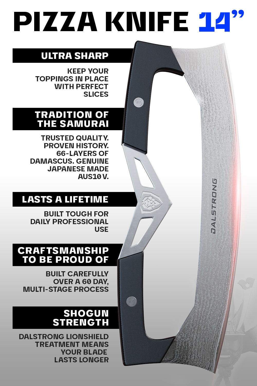 Pizza Knife 14" | Two Handed Blade | Display Wall Mount | Shogun Series | ELITE LIMITED EDITION | Dalstrong ©