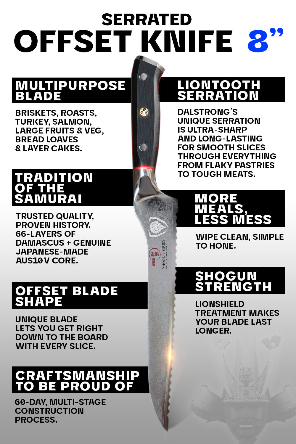 Serrated Offset Knife 8" | Shogun Series | ELITE | Dalstrong ©
