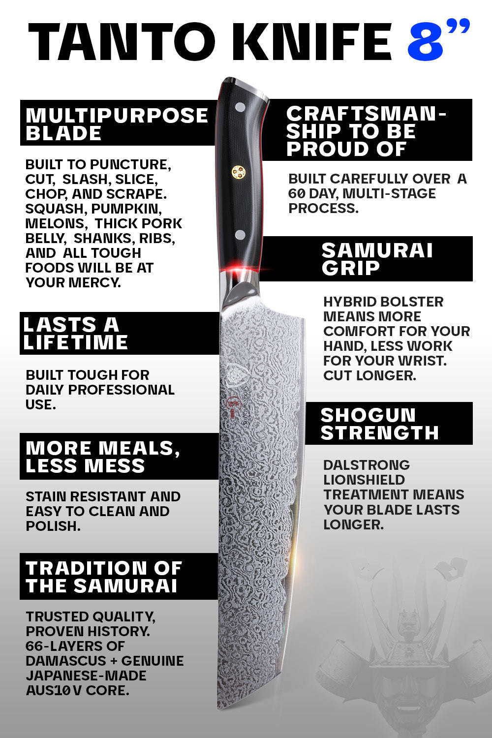 Tanto Chef's Knife 8" | Shogun Series | ELITE | Dalstrong ©