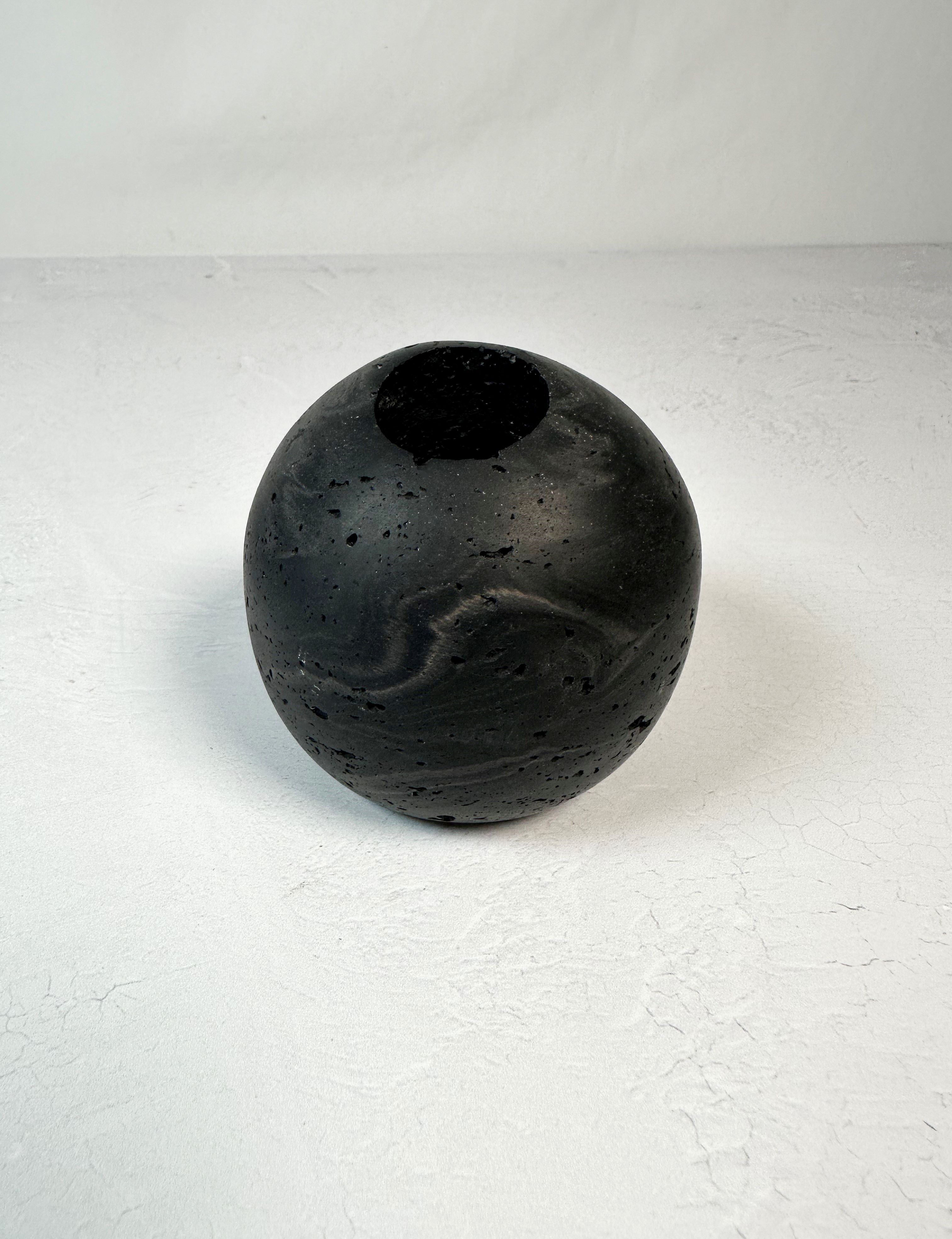 Travertine and Lava Rock Luna Match Holder