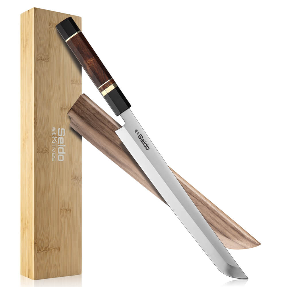 Sakimaru Takohiki Knife 10" with Rosewood and Ebony Buffalo Horn