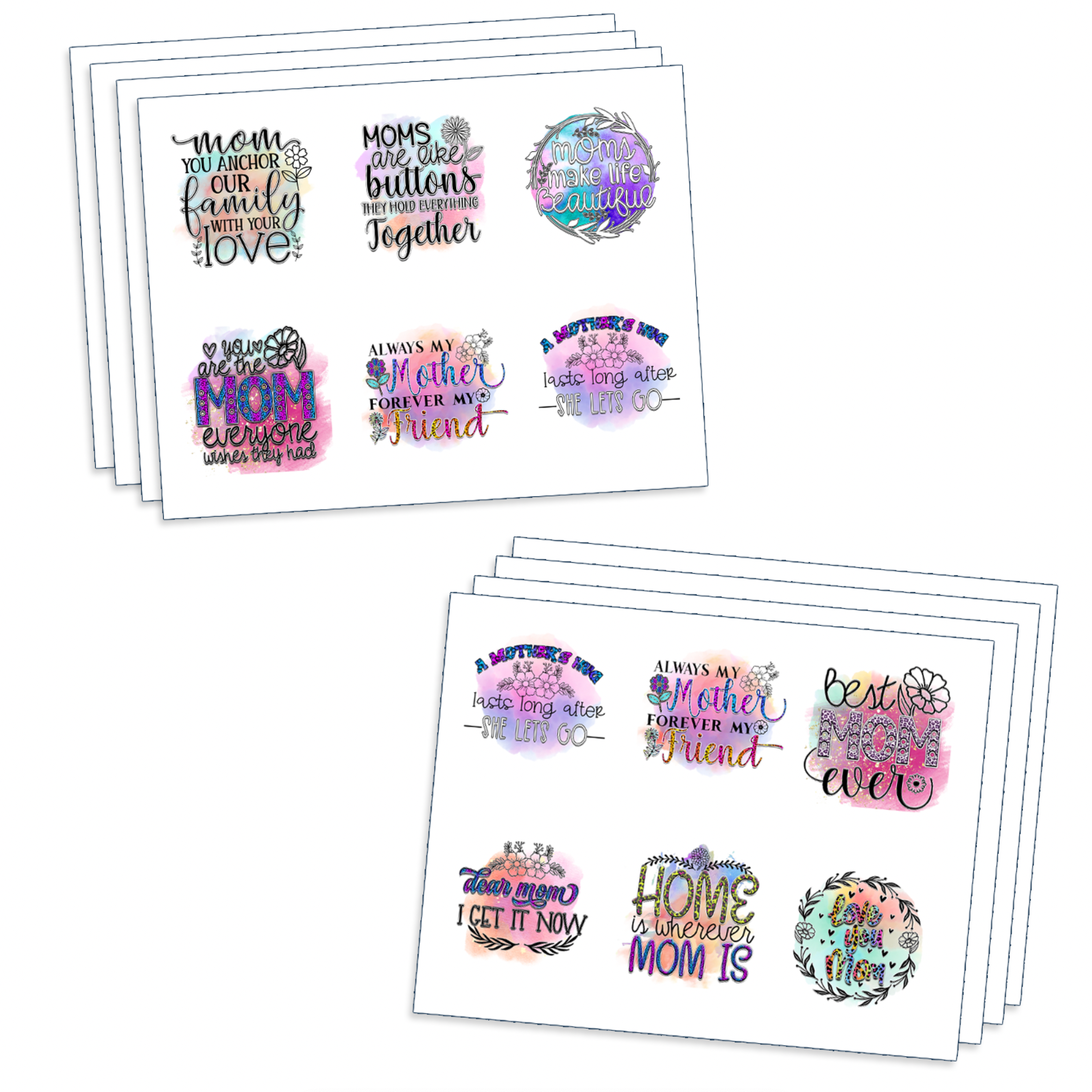 Assorted Ready to Press Sublimation Prints for 11oz and 15oz Mugs (8 Pack) - Mama's Day Mugs