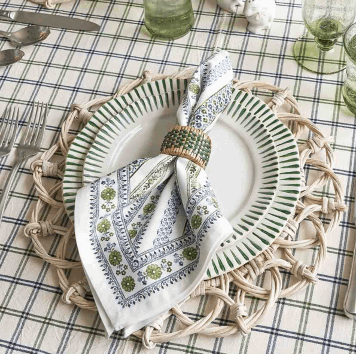 Juliska Sitio Stripe Cereal/Ice Cream Bowl - Basil